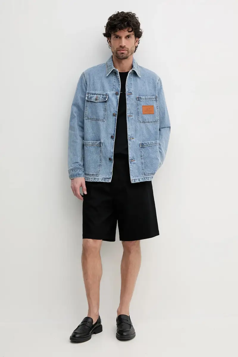 pantaloncini in cotone uomo colore nero XM001277 AF13171 miniatura 2