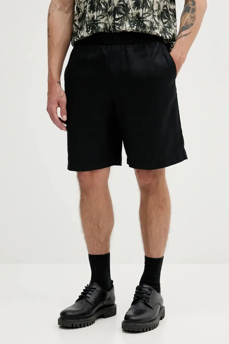 pantaloncini in lino misto uomo colore nero XM000656 AF13180