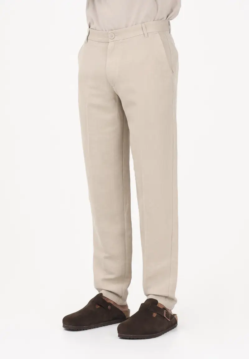 Pantalone elegante beige da uomo