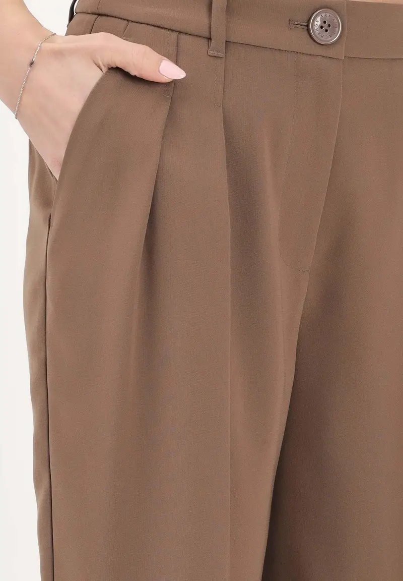 Pantalone elegante marrone da donna miniatura 3