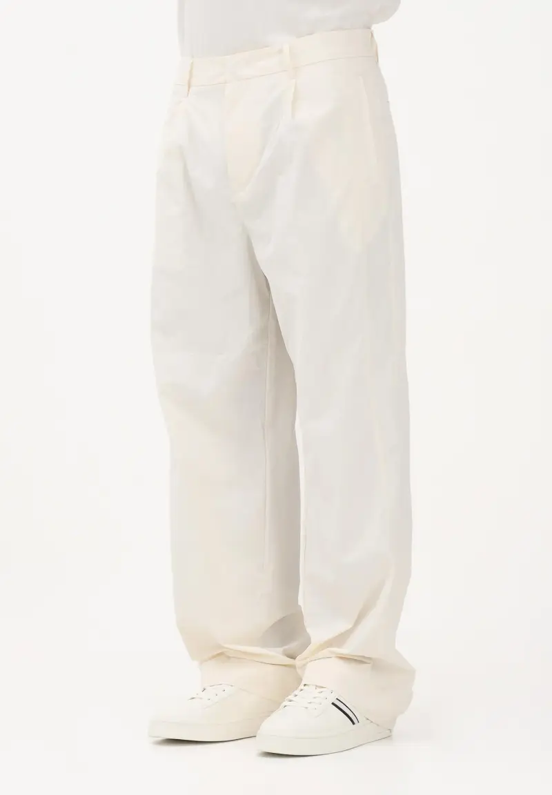 Pantalone panna da uomo in tessuto tecnico