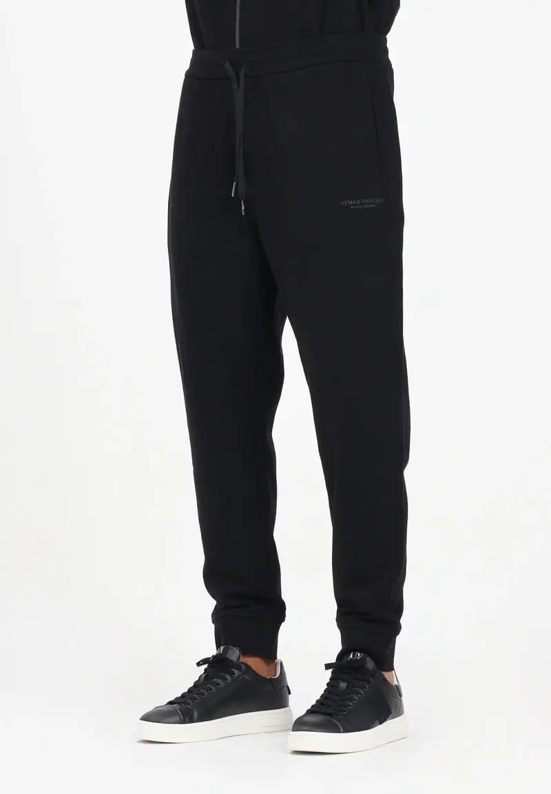 Pantalone sportivo nero da uomo con logo