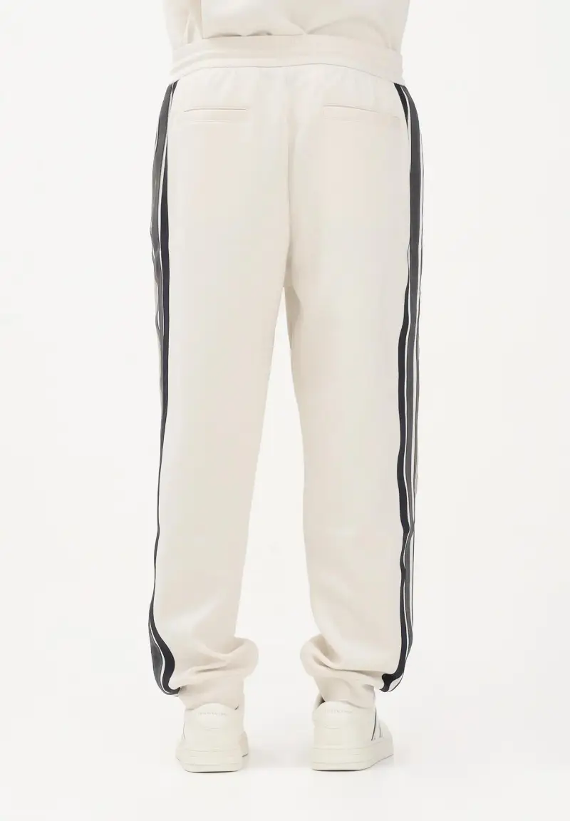 Pantalone sportivo panna da uomo con bande a contrasto miniatura 3