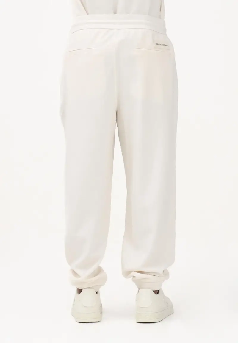 Pantalone sportivo panna da uomo con logo miniatura 3