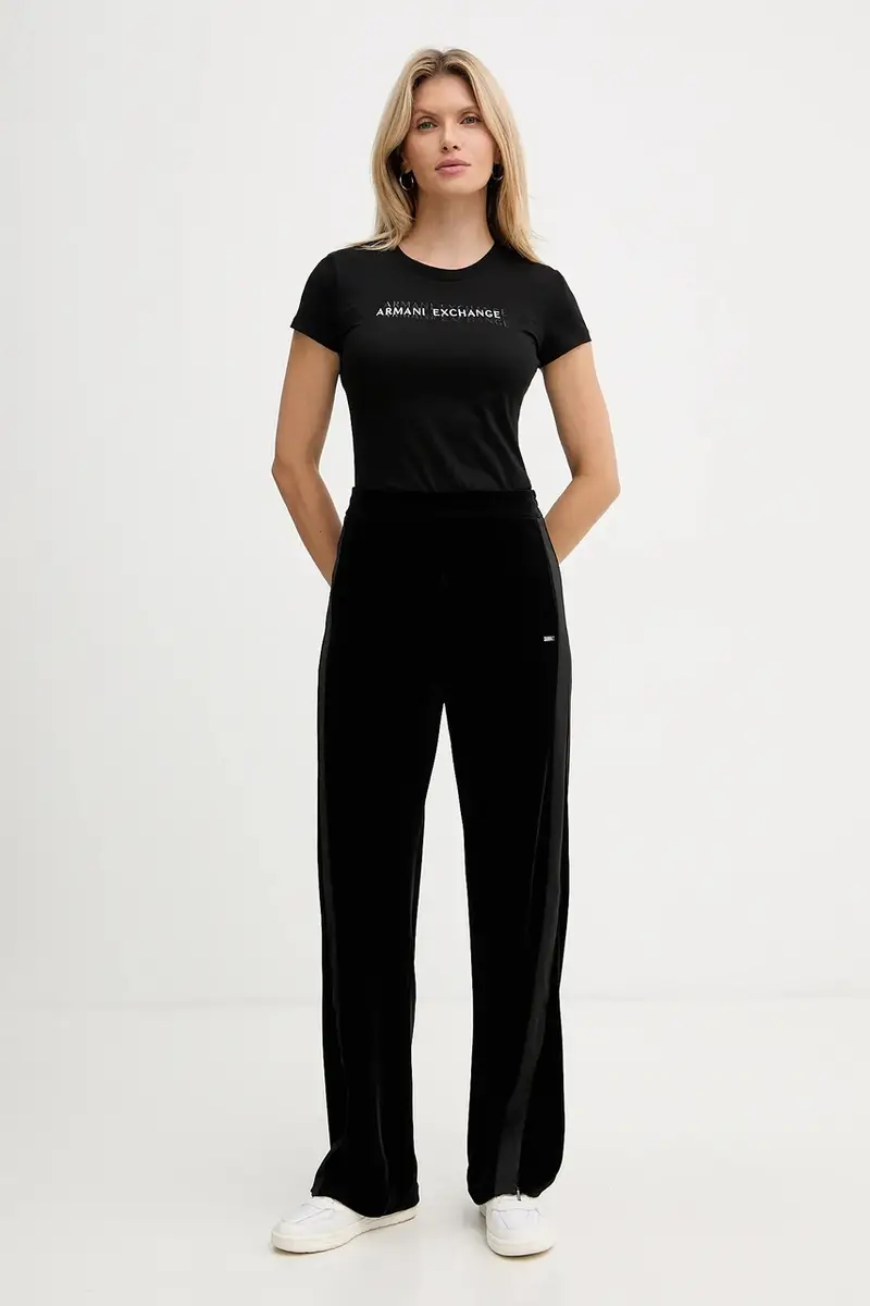 pantaloni da tuta in velluto donna colore nero XW000790 AF16147 miniatura 2