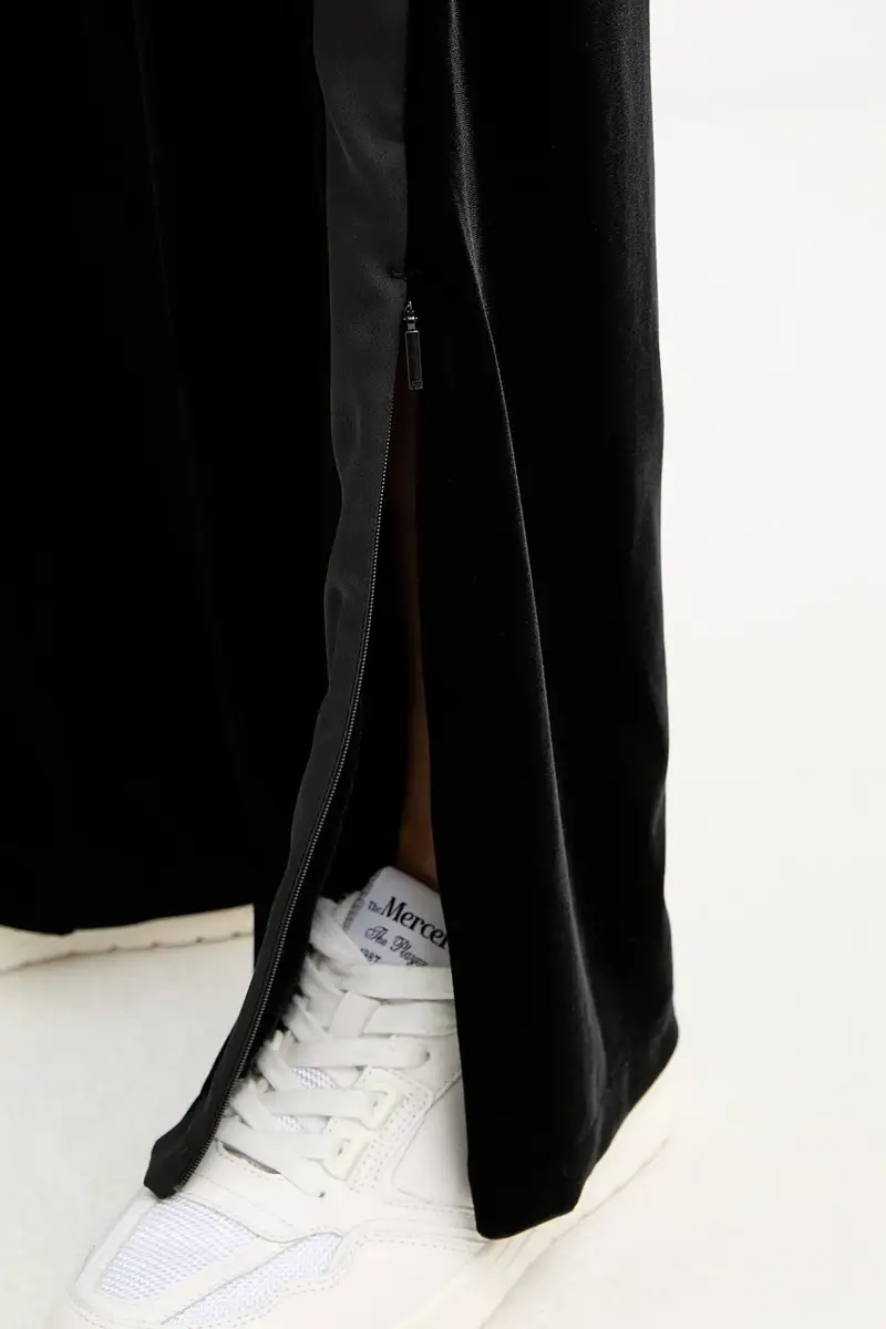 pantaloni da tuta in velluto donna colore nero XW000790 AF16147 miniatura 5