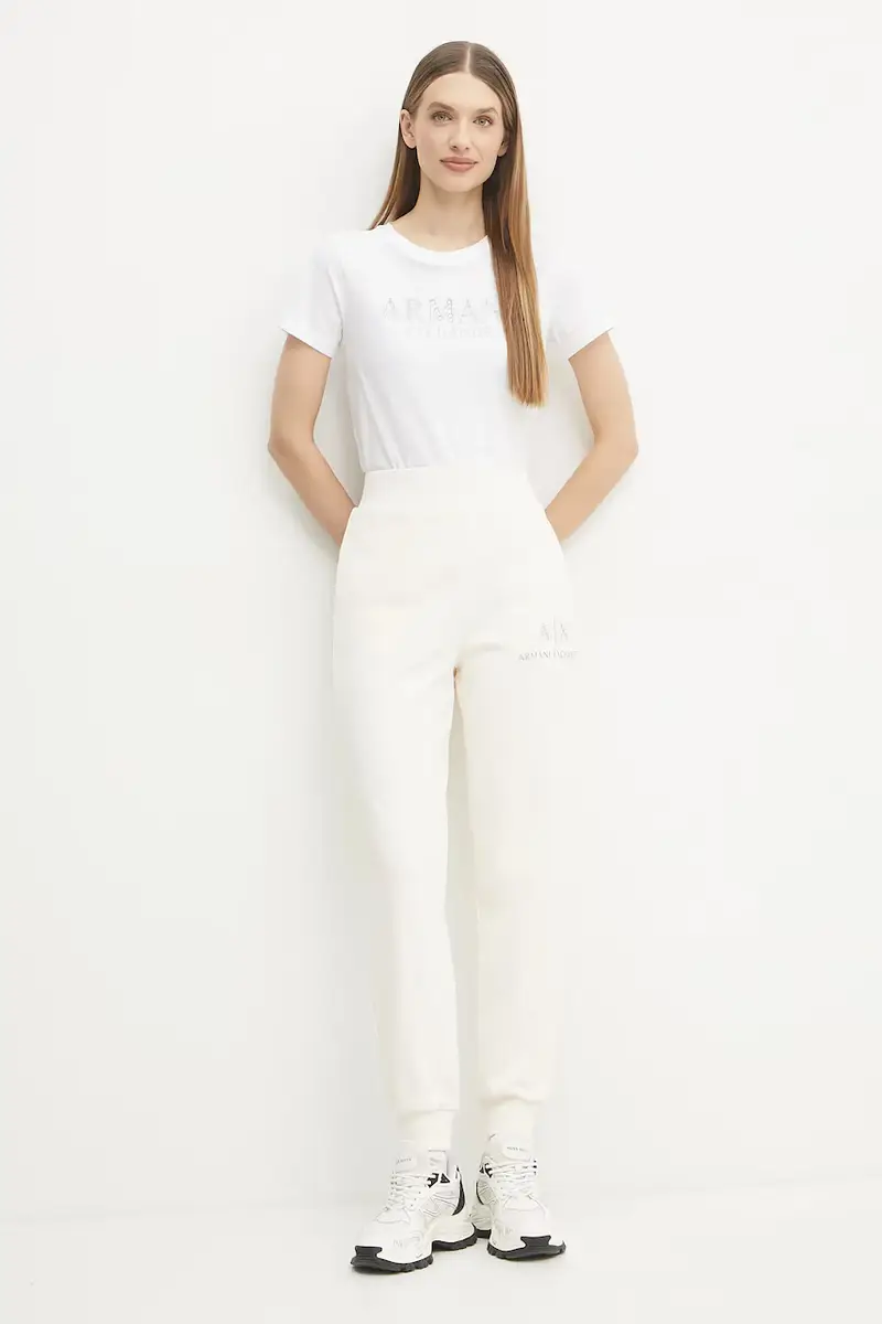 pantaloni della tuta di cotone donna colore beige XW000162 AF11851 miniatura 2