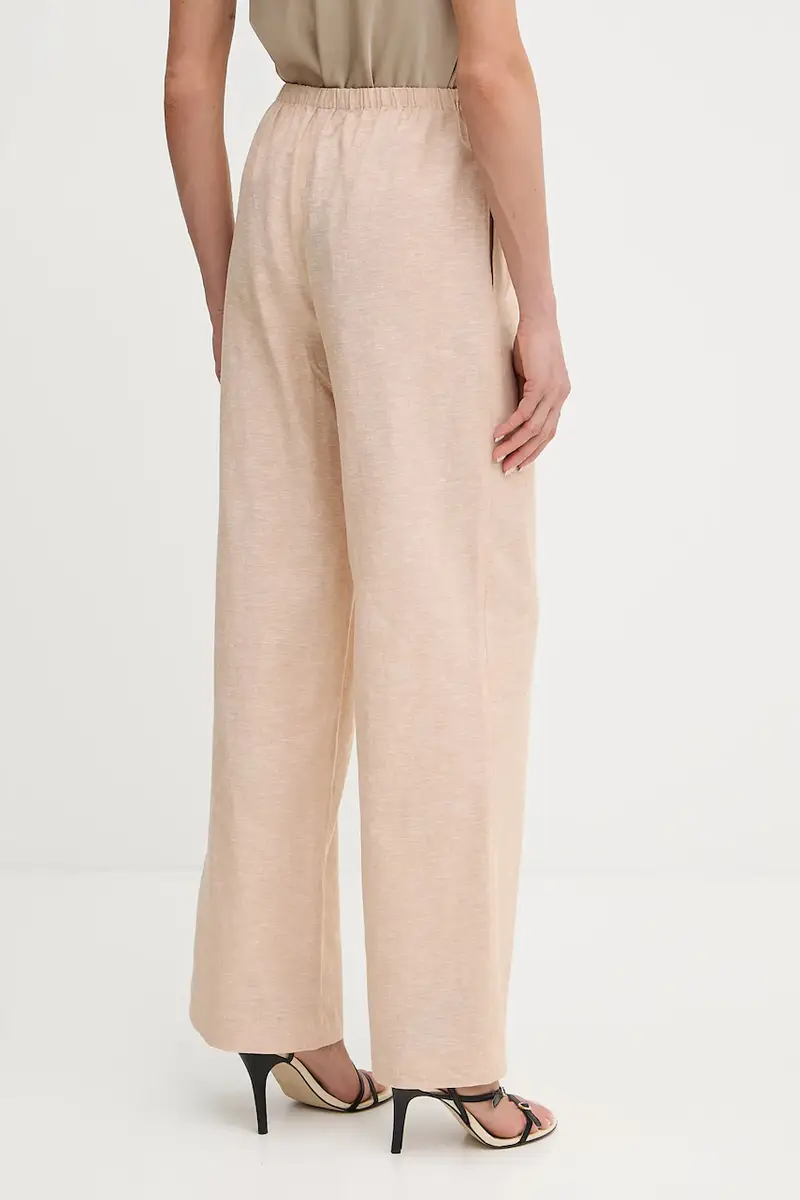 pantaloni in lino donna colore beige XW000466 AF12813 miniatura 3