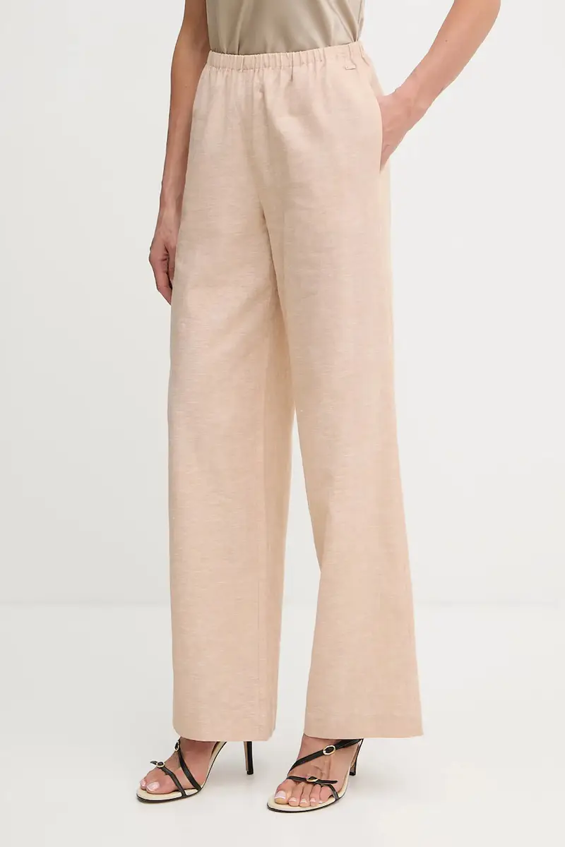 pantaloni in lino donna colore beige XW000466 AF12813