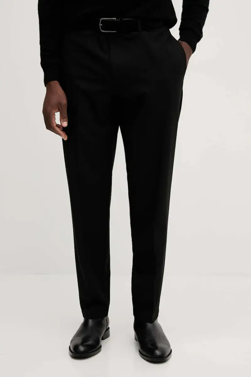 pantaloni in misto lana colore nero XM001207 AF16678