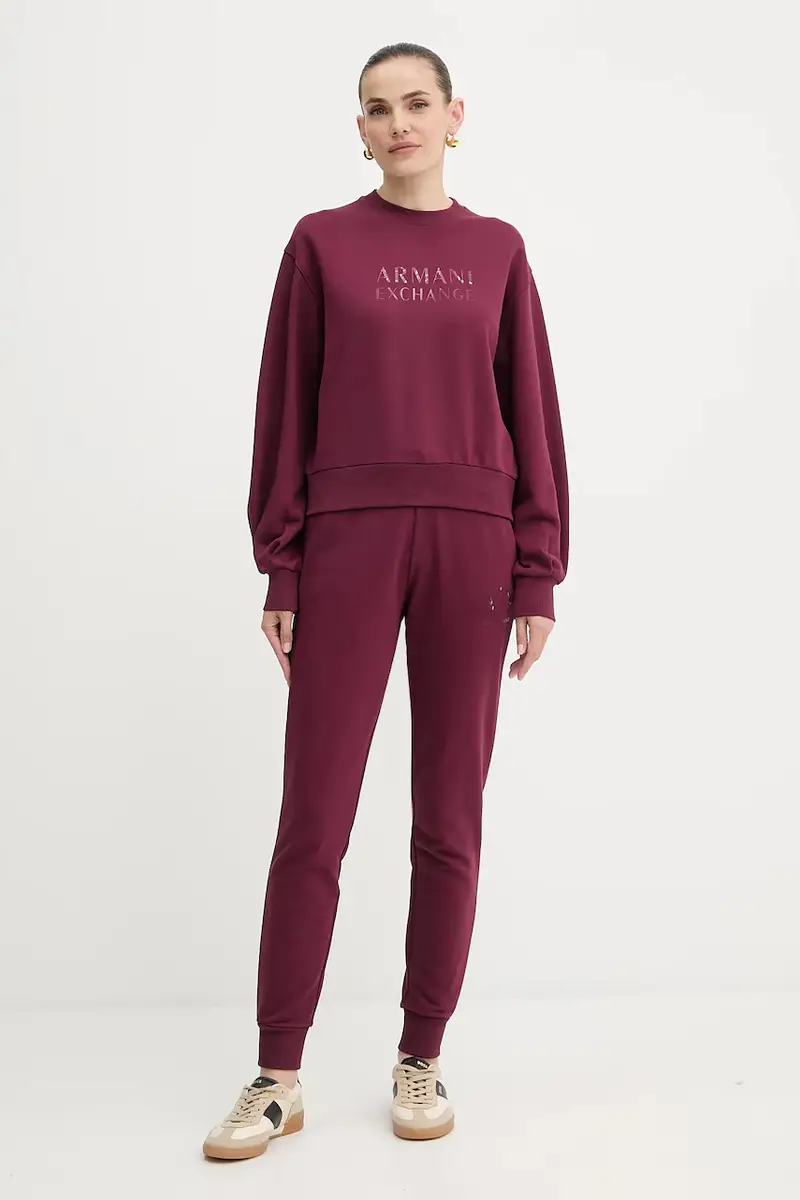 pantaloni tuta di cotone donna colore granata XW000986 AF16114 miniatura 2