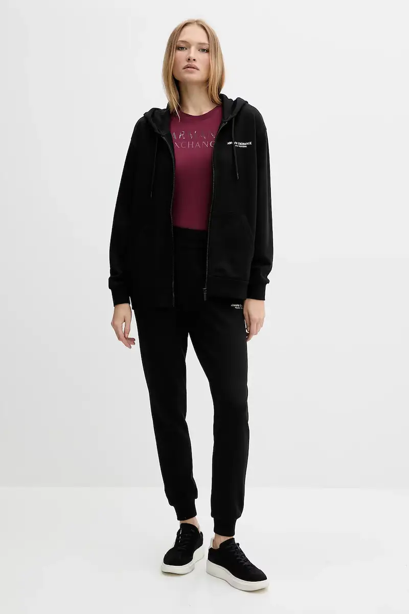 pantaloni tuta di cotone donna colore nero XW001454 AF10830 miniatura 2