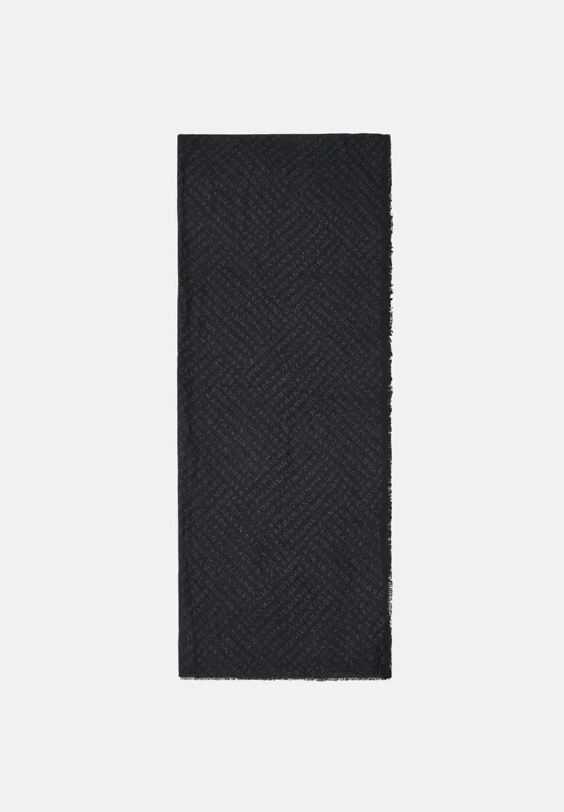 ARMANI EXCHANGE Pashmina nera per uomo e donna caratterizzata da una trama jacquard con logo