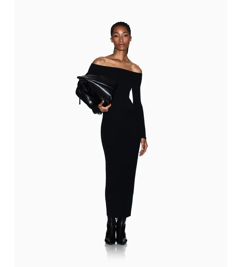 per donna. XW001313AF10352UC001 Abito lungo nero (XS), Casual, Da sera, Viscosa, Manica lunga