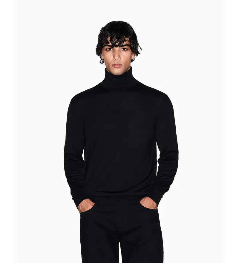 per uomo. XM000900AF11982UC001 Maglione dolcevita nero (XL), Casual, Lana, Acrilico