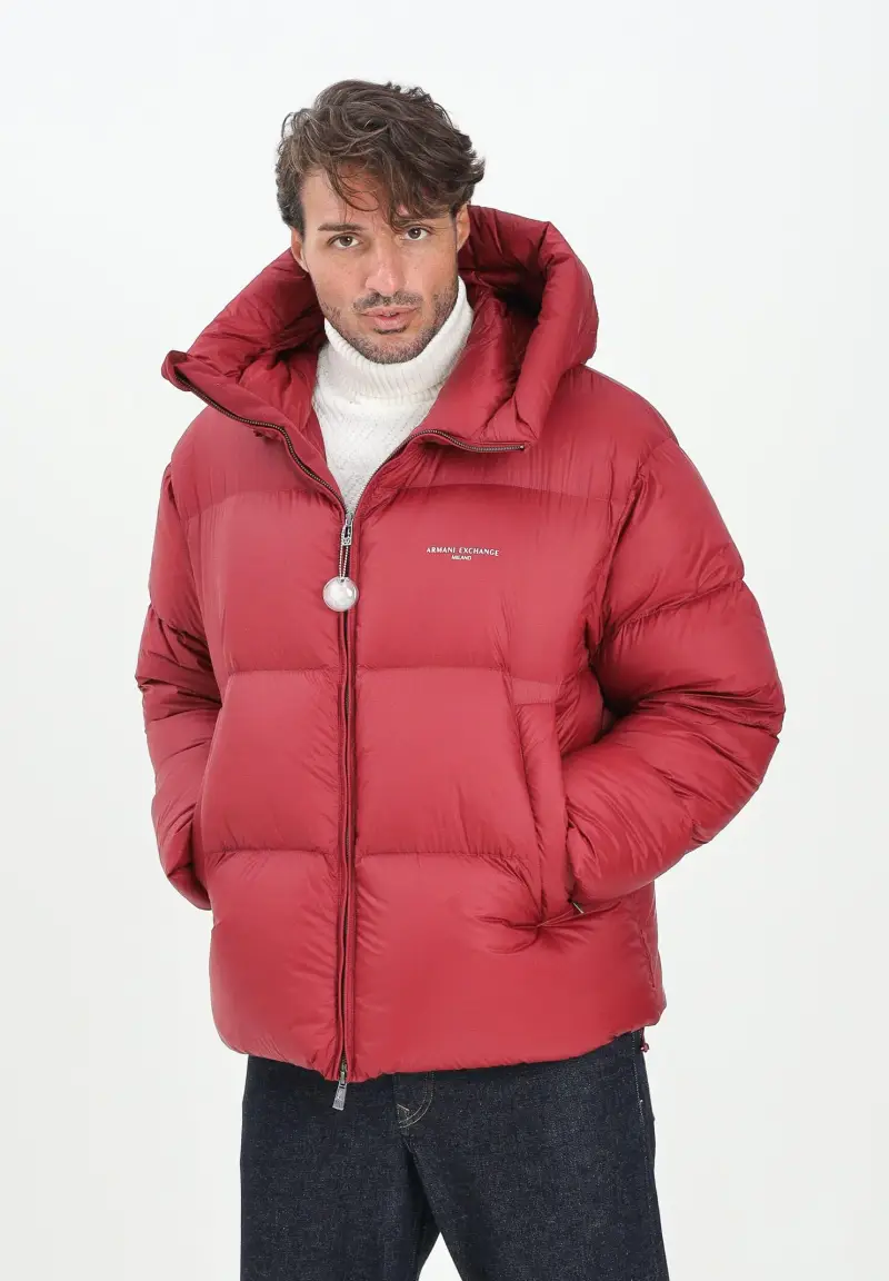 Piumino bordeaux da uomo con logo miniatura 2