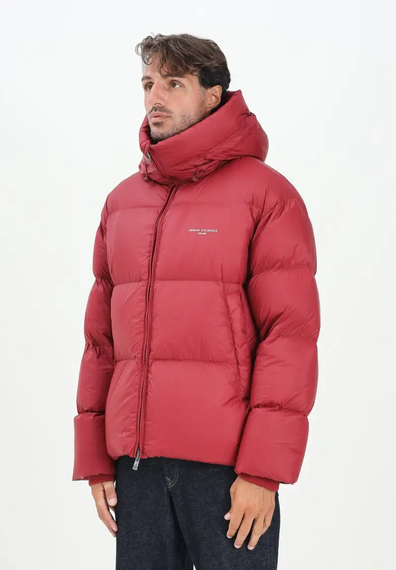 Piumino bordeaux da uomo con logo