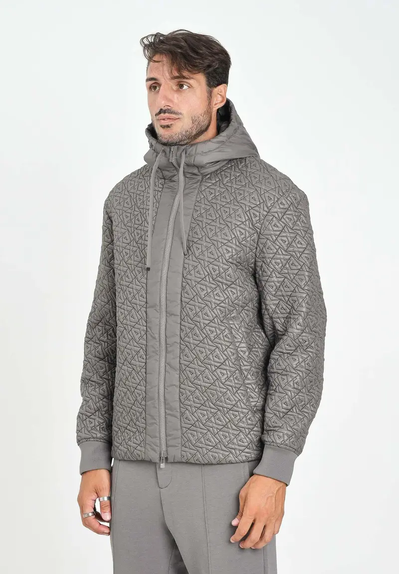 ARMANI EXCHANGE Piumino grigio da uomo con motivo logo