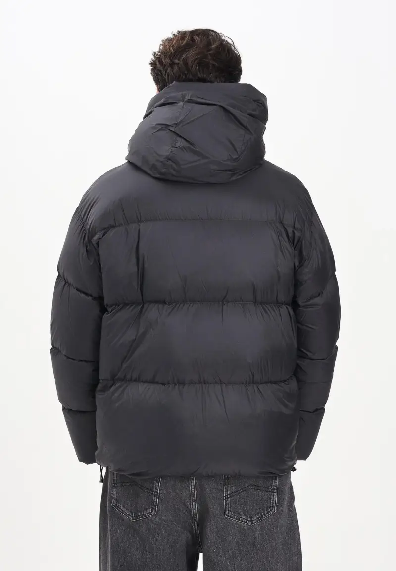 Piumino nero da uomo con logo miniatura 3