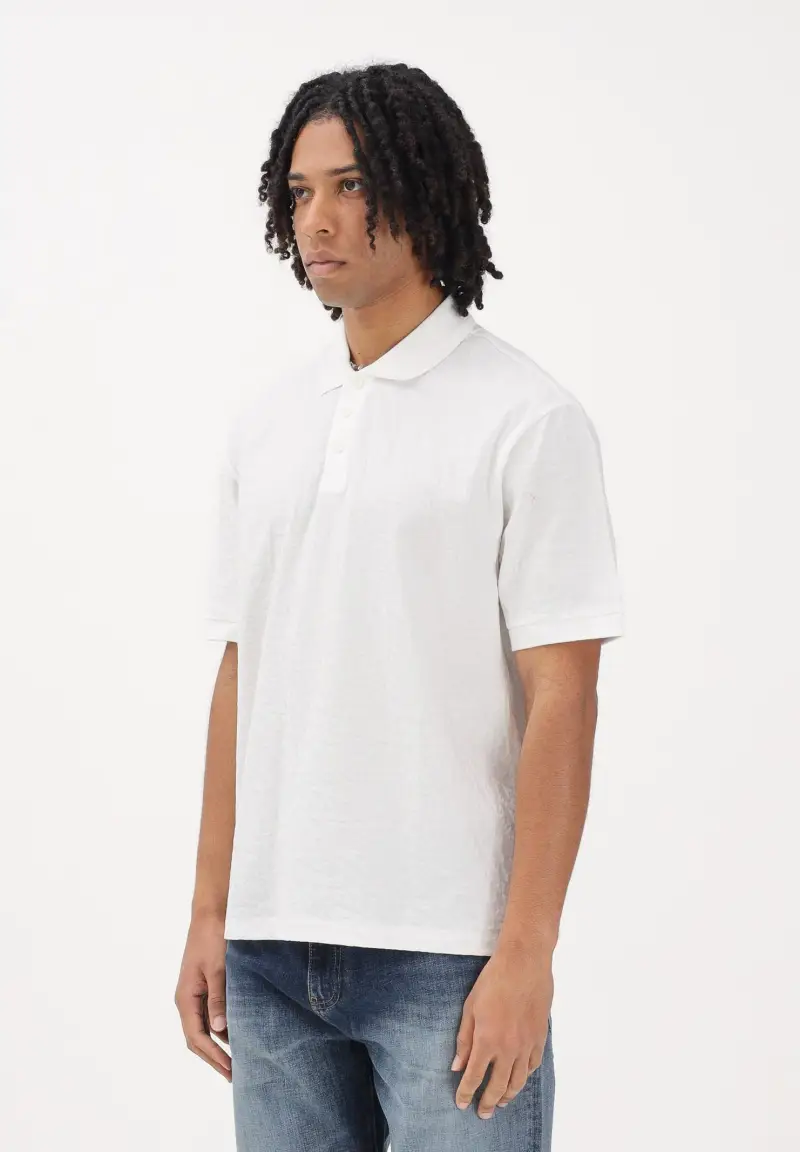 Polo a manica corta bianca da uomo con logo all-over