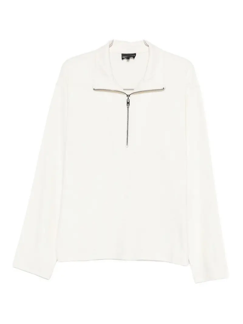 Pullover con mezza zip Bianco
