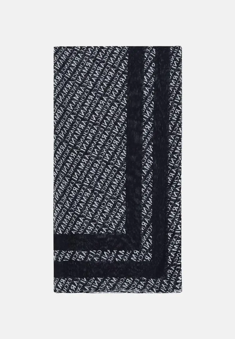ARMANI EXCHANGE Sciarpa nera da donna con fantasia logo