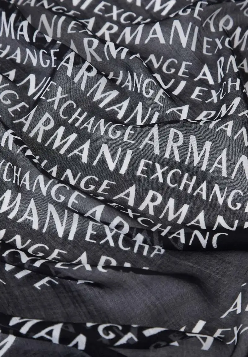 ARMANI EXCHANGE Sciarpa nera da donna con fantasia logo miniatura 2