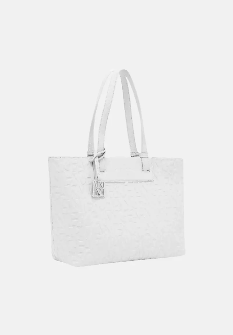 Shopper a spalla bianca da donna con logo miniatura 2
