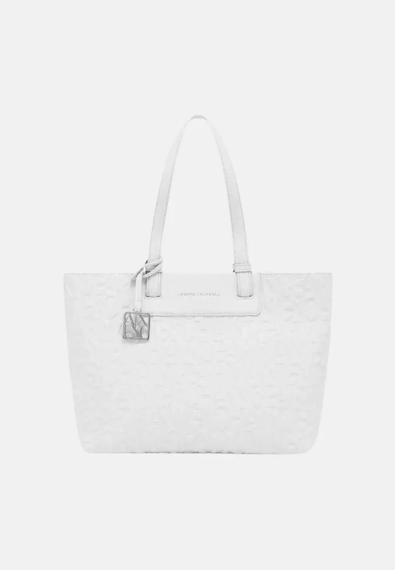 Shopper a spalla bianca da donna con logo