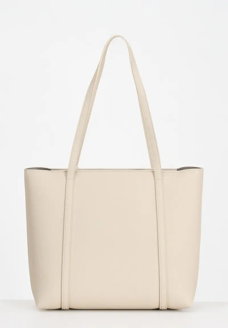 ARMANI EXCHANGE Shopper beige da donna con logo e ciondolo rimovibile AX miniatura 2