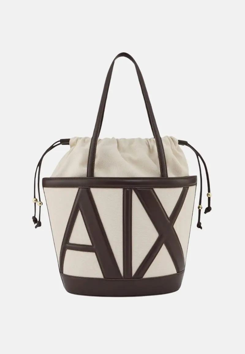 Shopper beige e marrone da donna con logo