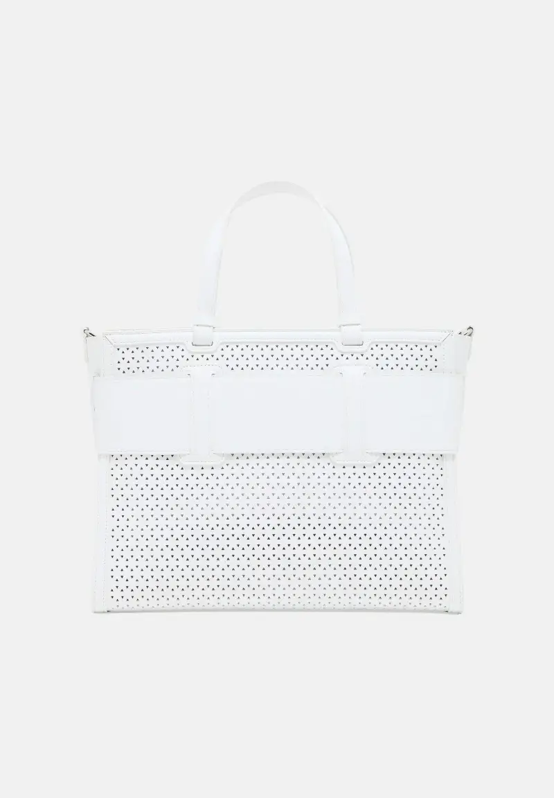 Shopper bianca da donna con logo miniatura 3