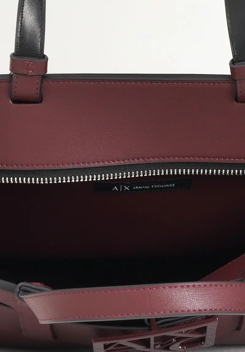 ARMANI EXCHANGE Shopper bordeaux da donna con logo miniatura 3