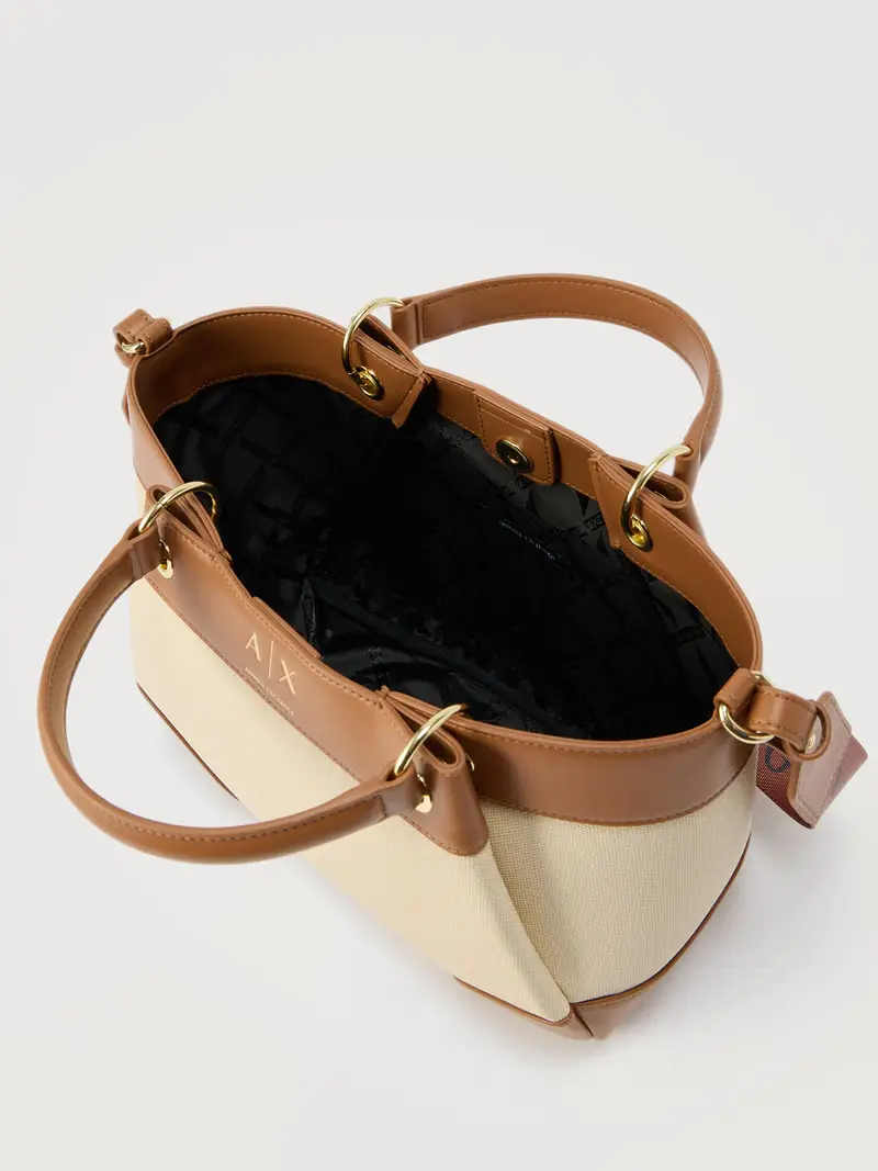 Shopper crema / cognac miniatura 3