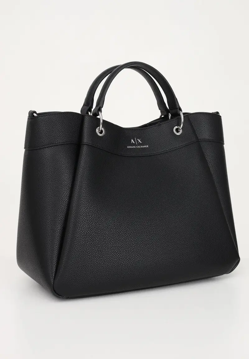ARMANI EXCHANGE Shopper nera da donna con logo miniatura 2