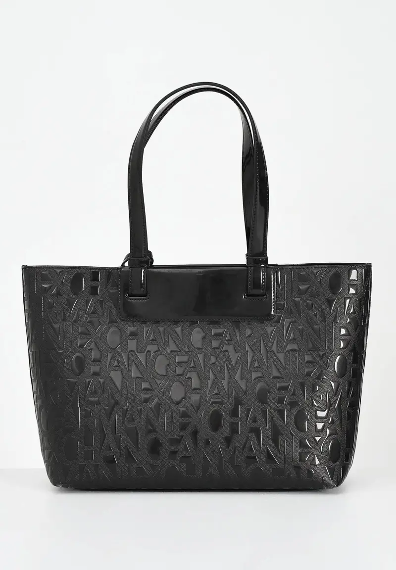 ARMANI EXCHANGE Shopper nera da donna con logo miniatura 2