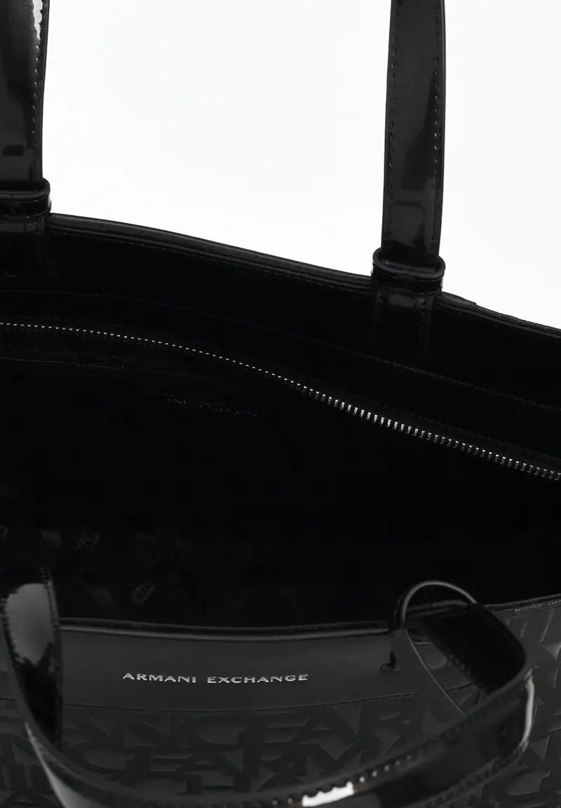 ARMANI EXCHANGE Shopper nera da donna con logo miniatura 3