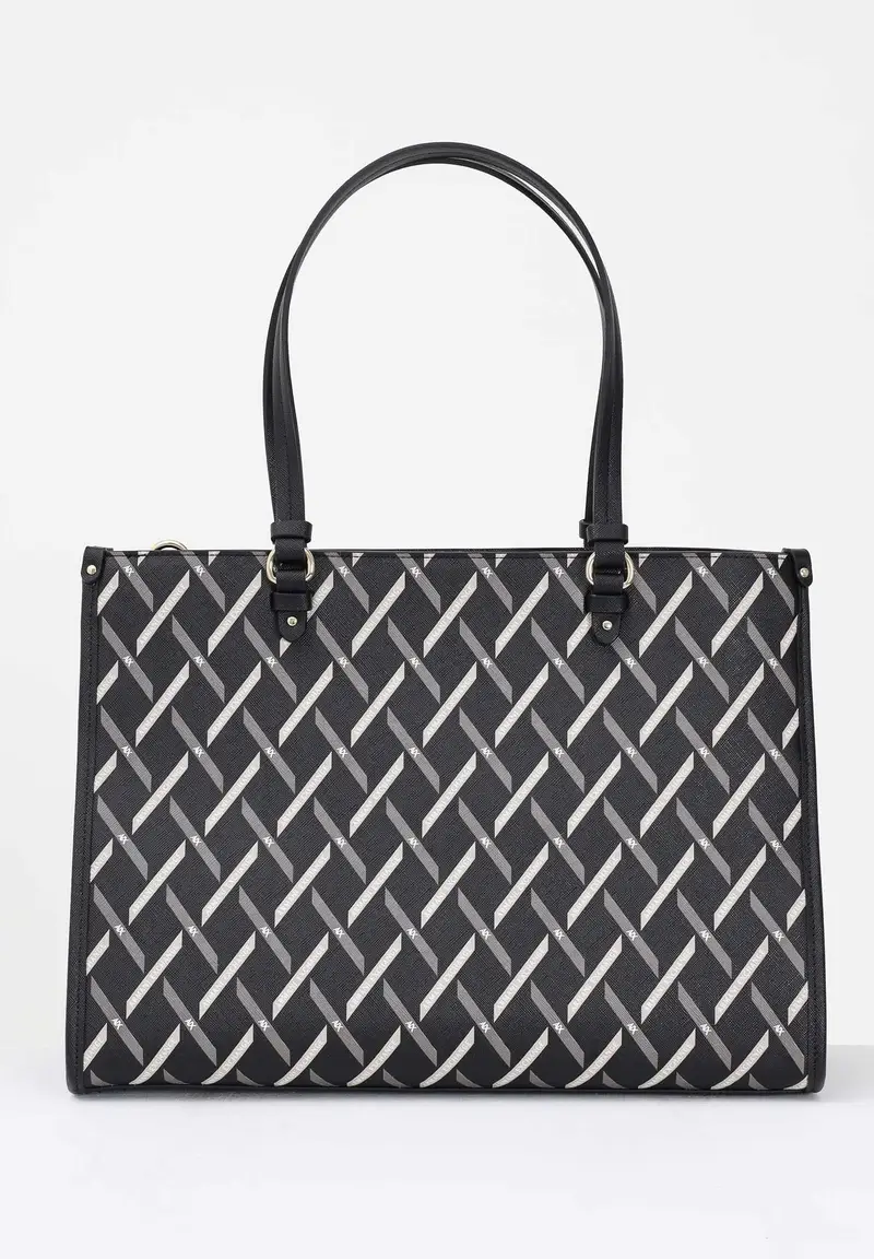 Shopper nera da donna con logo all over miniatura 3