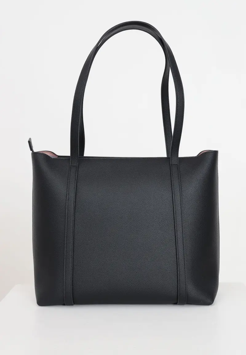 ARMANI EXCHANGE Shopper nera da donna con logo e ciondolo AX miniatura 3