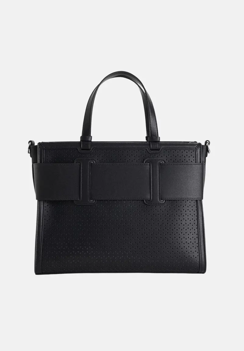 Shopper nera da donna con logo miniatura 3