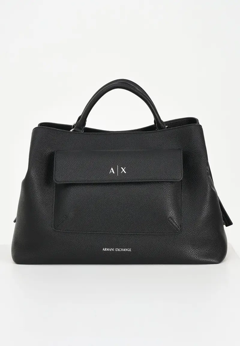 ARMANI EXCHANGE Shopper nera da donna con tasca e logo