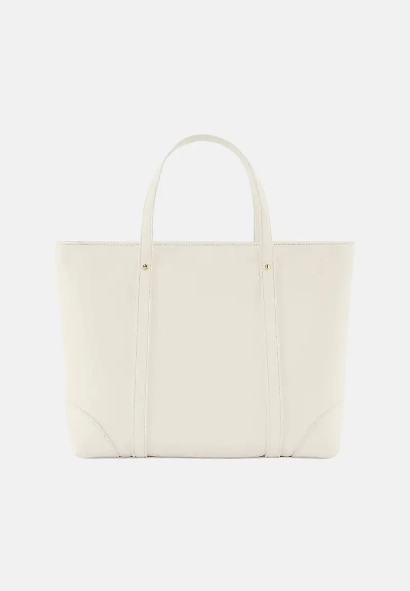 Shopper panna da donna con logo miniatura 3