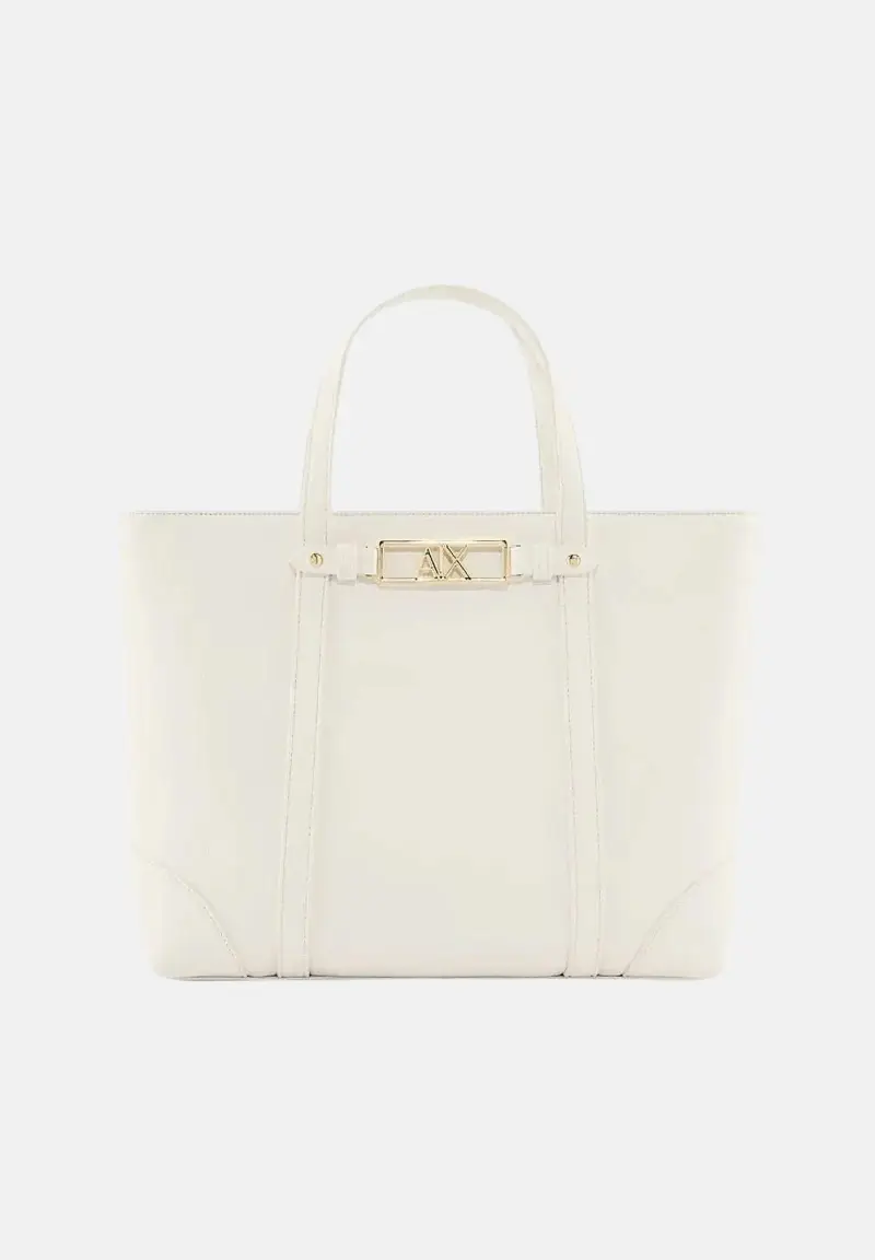 Shopper panna da donna con logo