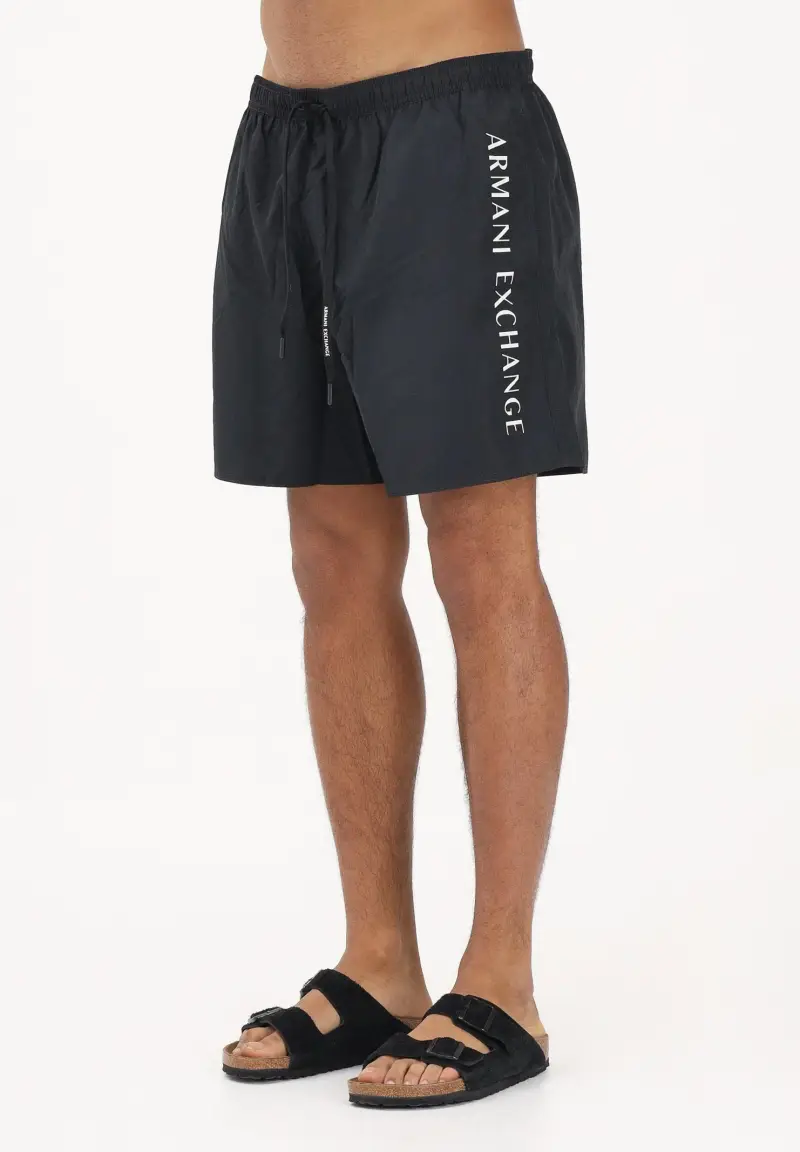 Shorts mare nero da uomo con logo