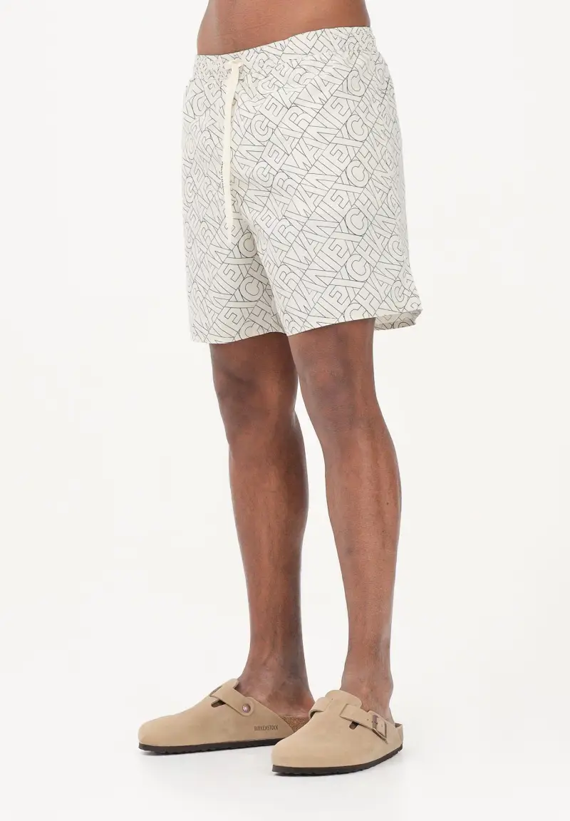 Shorts mare panna da uomo con logo