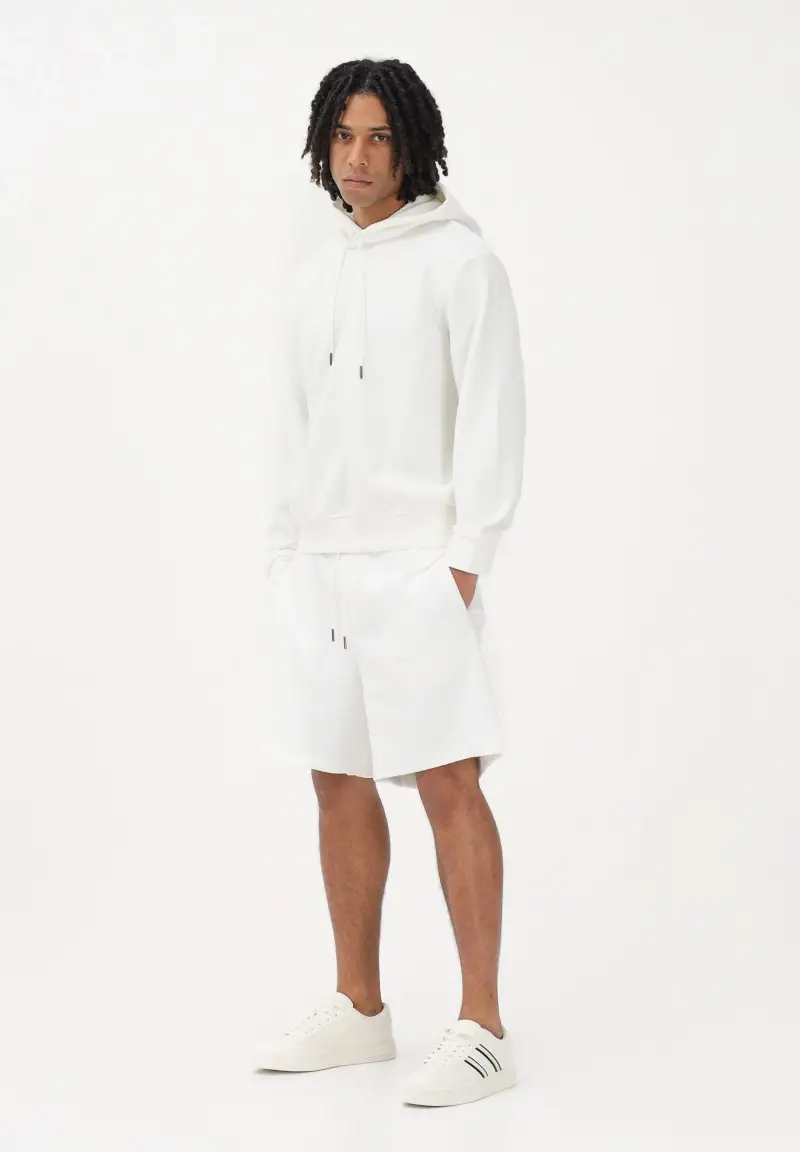 Shorts sportivo bianco da uomo con texture jacquard miniatura 2