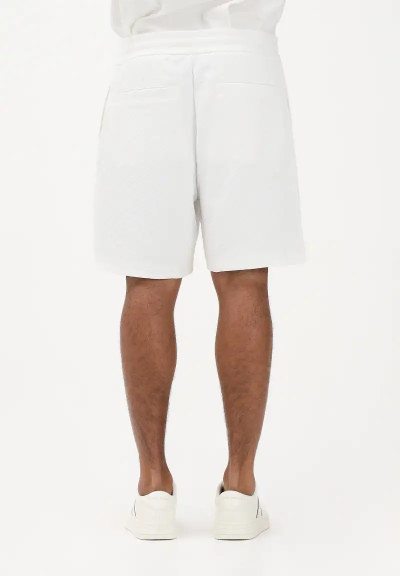 Shorts sportivo bianco da uomo con texture jacquard miniatura 3