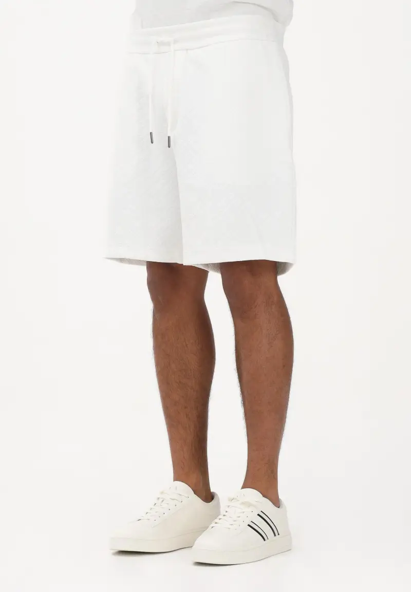 Shorts sportivo bianco da uomo con texture jacquard