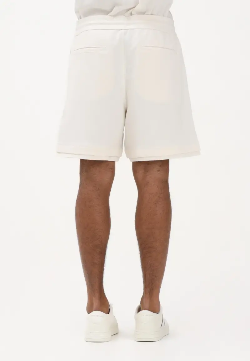 Shorts sportivo panna da uomo con logo miniatura 3