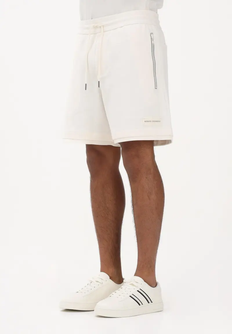 Shorts sportivo panna da uomo con logo